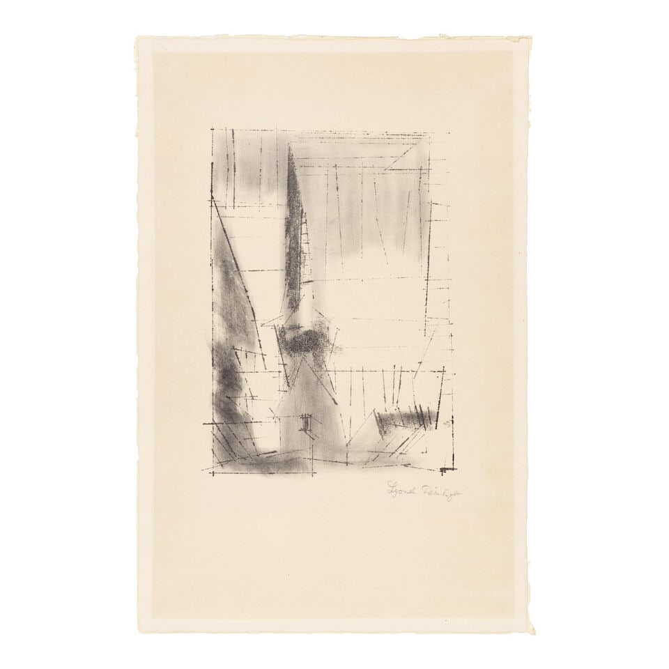 Lyonel Feininger (German/American, 1871-1956) Gelmeroda Lithograph, 1955, on Rives wove paper, s...: Lyonel Feininger (German/American, 1871-1956) Gelmeroda (Prasse L20) Lithograph, 1955, on Rives wove paper, signed in pencil, from the edition of 200, published by Jahresgabe der