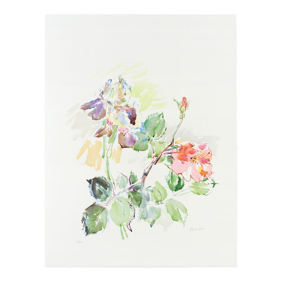 Oskar Kokoschka (Austrian, 1886-1980) Schwertlilien mit Rosen Lithograph in colours, 1969, on BF...: Oskar Kokoschka (Austrian, 1886-1980) Schwertlilien mit Rosen (Wingler & Welz 521) Lithograph in colours, 1969, on BFK Rives wove paper, signed and numbered 10/150 in pencil (there were also 20