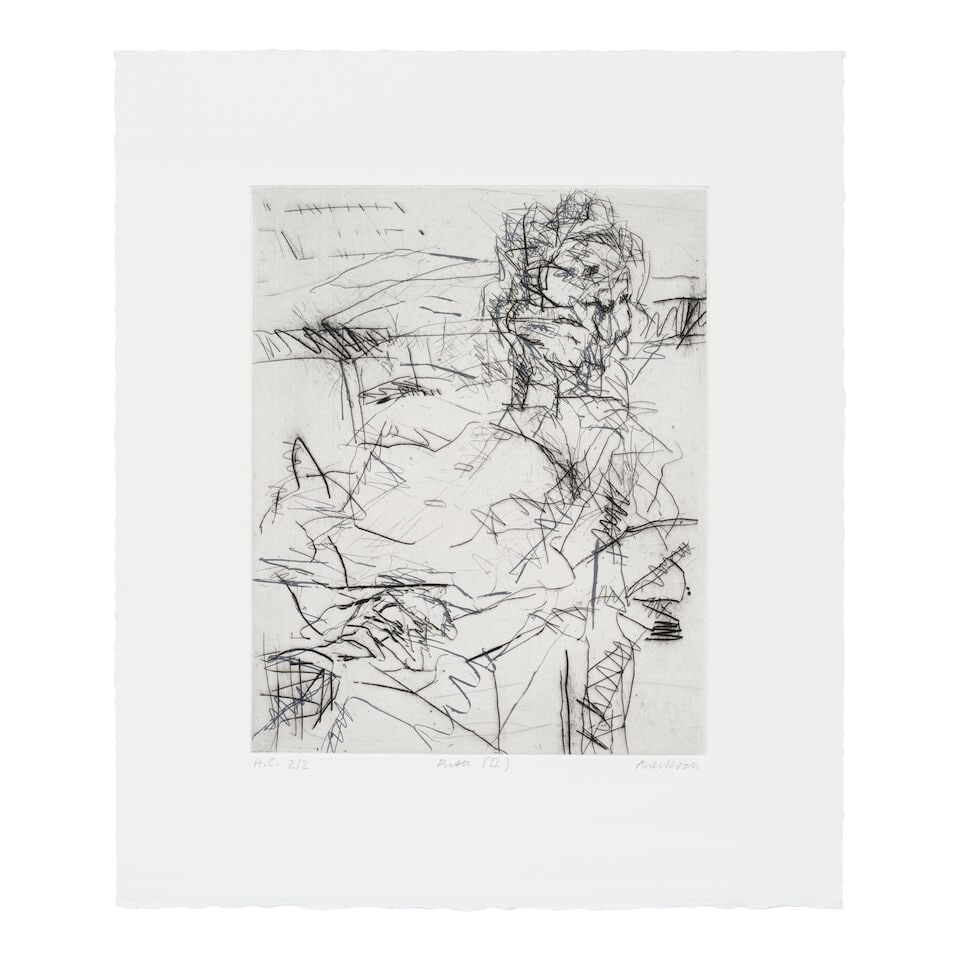 Frank Auerbach (British, 1931-2024) Ruth II Etching and aquatint in black and grey, 1994, on Som...: Frank Auerbach (British, 1931-2024) Ruth II (Hartley 24) Etching and aquatint in black and grey, 1994, on Somerset wove paper, signed, titled, and inscribed 'H.C. 2/2', an hors commerce impression