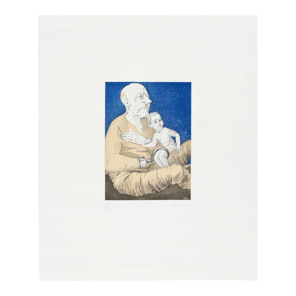 Dame Paula Rego R.A. (British, 1935-2022) Captain Hook and the Lost Boy, from Peter Pan Etching ...: Dame Paula Rego R.A. (British, 1935-2022) Captain Hook and the Lost Boy, from Peter Pan (Rosenthal 80) Etching and aquatint in colours, 1992, on Somerset wove paper, signed and numbered 28/50 in penci