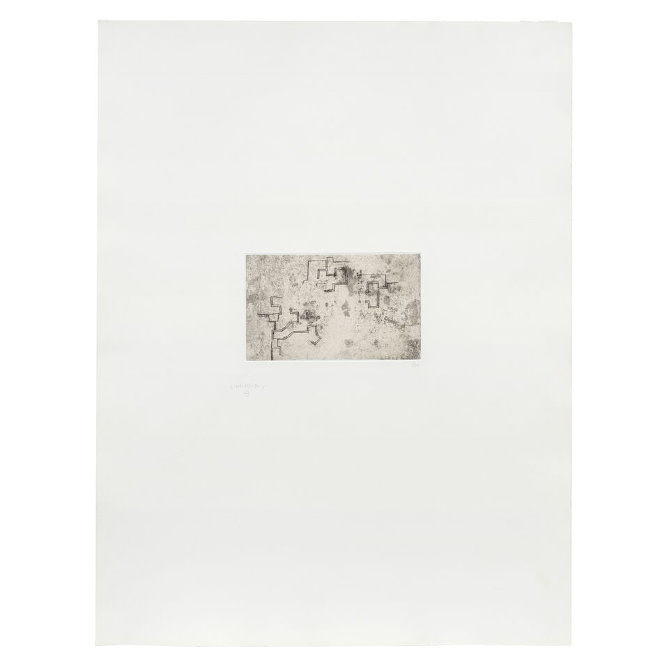 Eduardo Chillida (Spanish, 1924-2002) Enda II Drypoint, 1976, on chine collé onto Rives BFK...: Eduardo Chillida (Spanish, 1924-2002) Enda II (Koelen 76007) Drypoint, 1976, on chine collé onto Rives BFK paper, signed and numbered 7/50 in pencil, printed by Atelier Morsang, published by