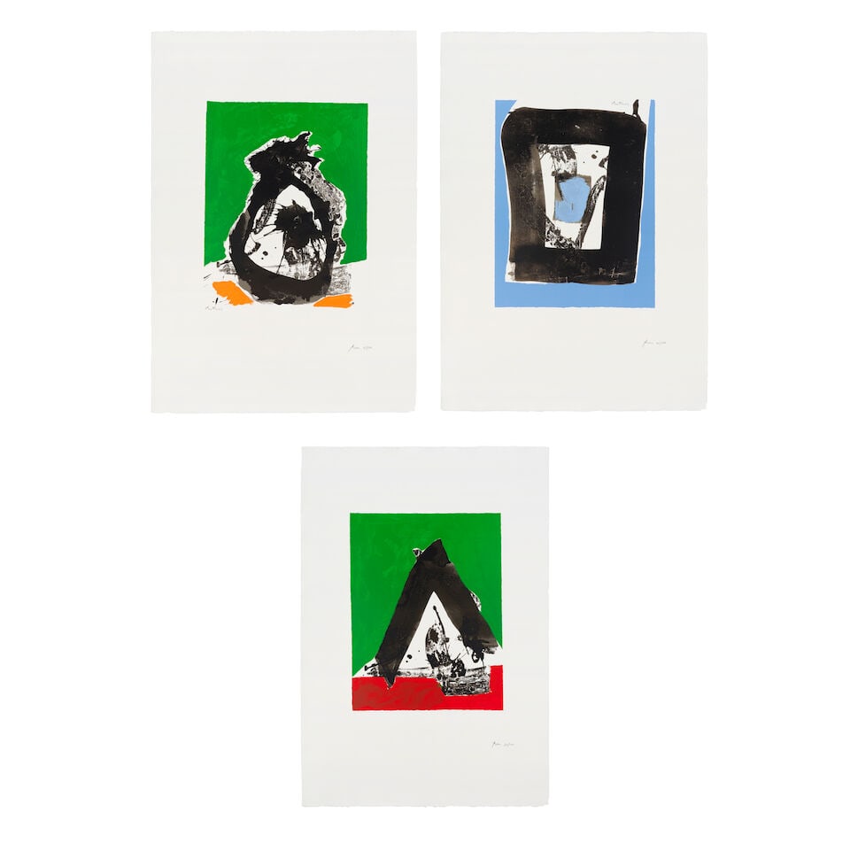 Robert Motherwell (American, 1915-1991) Plates 2, 3 and 6, from The Basque Suite A set of three ...: Robert Motherwell (American, 1915-1991) Plates 2, 3 and 6, from The Basque Suite (Belknap 51, 52, 55) A set of three screenprints in colours, 1970-71, on J.B. Green wove paper, each signed with the