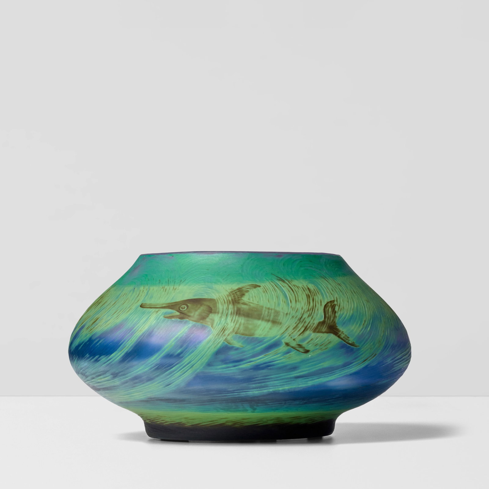 AXEL ENOCH BOWMAN (1875-1949) Rare Bowlcirca 1905for Reijmyre, glass, overlaid and wheel-carved,...: AXEL ENOCH BOWMAN (1875-1949) Rare Bowl circa 1905 for Reijmyre, glass, overlaid and wheel-carved, engraved 'A.E. Bowman REijMyRE No 196 UNIK' height 5in (13cm); diameter 9 1/2in (24cm) For further in