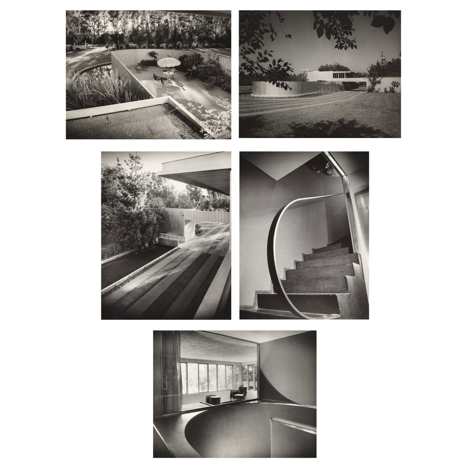 JULIUS SHULMAN (1910-2009) Exterior and Interior Photographs of the Josef von Sternberg House De...: JULIUS SHULMAN (1910-2009) Exterior and Interior Photographs of the Josef von Sternberg House Designed by Richard Neutra (Five Works) gelatin silver prints, each stamped 'PHOTOGRAPH BY JULIUS SHULMAN'