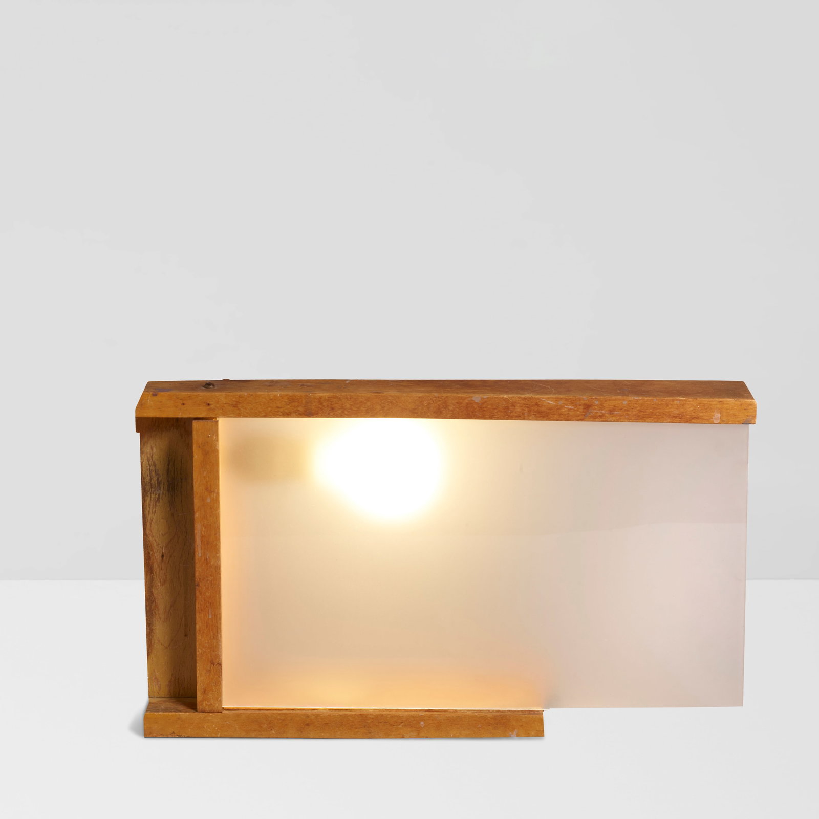 RICHARD NEUTRA (1892-1970) Rare Prototype Table Lamp1942birch, frosted glass, from the Channel ...: RICHARD NEUTRA (1892-1970) Rare Prototype Table Lamp 1942 birch, frosted glass, from the Channel Heights Housing Project, San Pedro, California height 10 1/4in (26cm); length 18in (46cm); depth 4in (1
