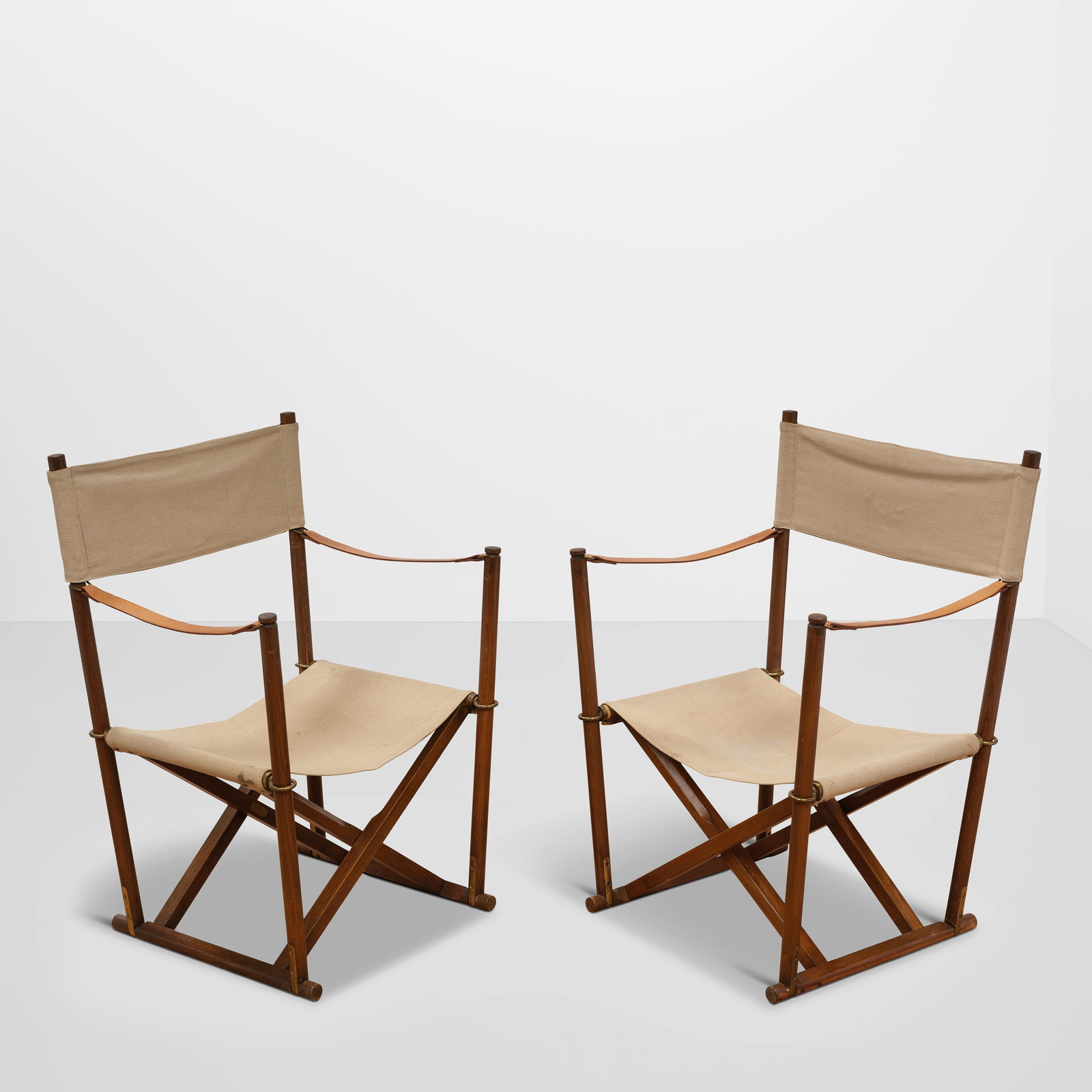 MOGENS KOCH (1898-1992) Pair of 'MK-16' Folding Chairs1960sfor Interna, rosewood, leather, brass... (1 of 1)