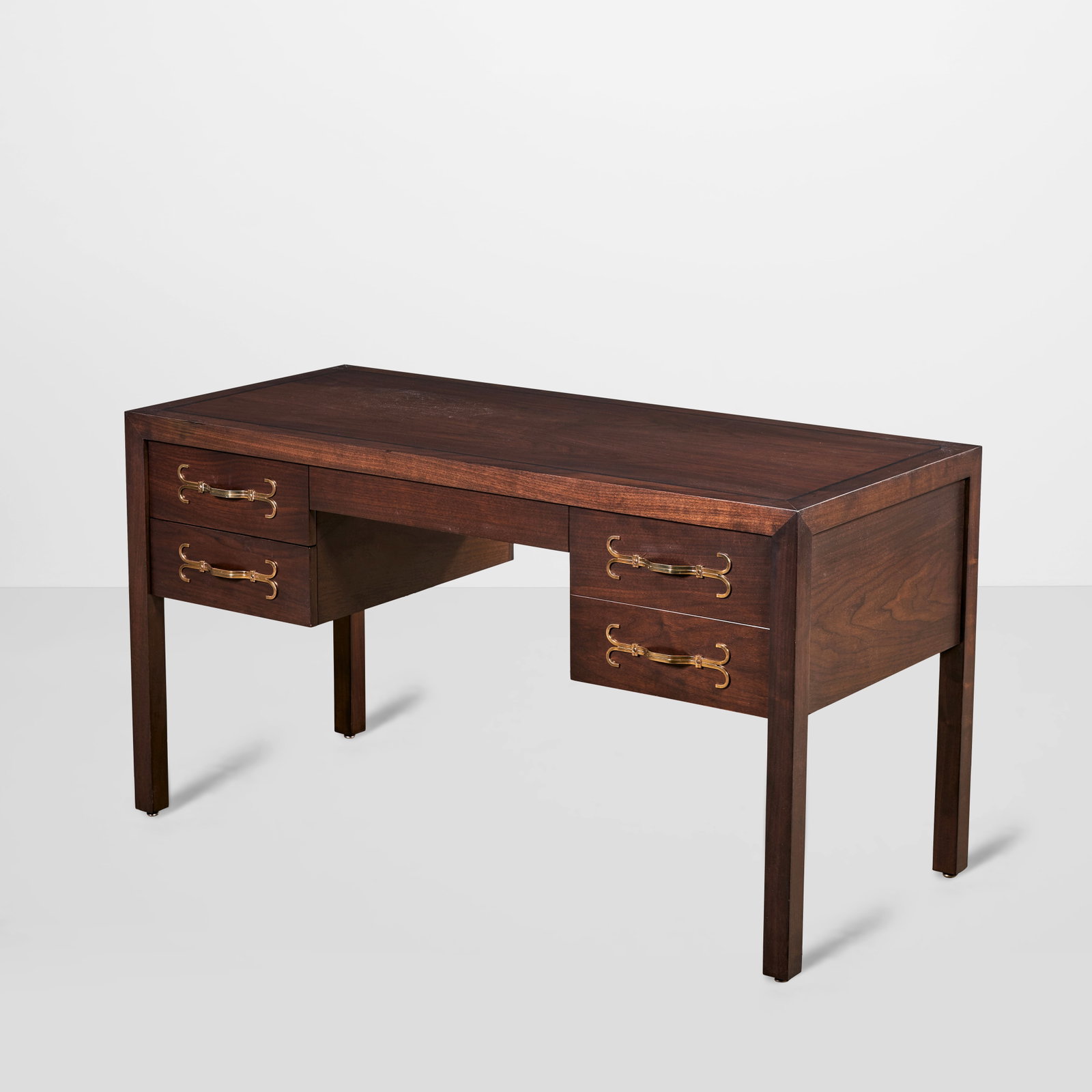 TOMMI PARZINGER (1930-1991) Deskcirca 1960walnut, brass inlay, drawer with branded mark 'Parzing... (1 of 1)