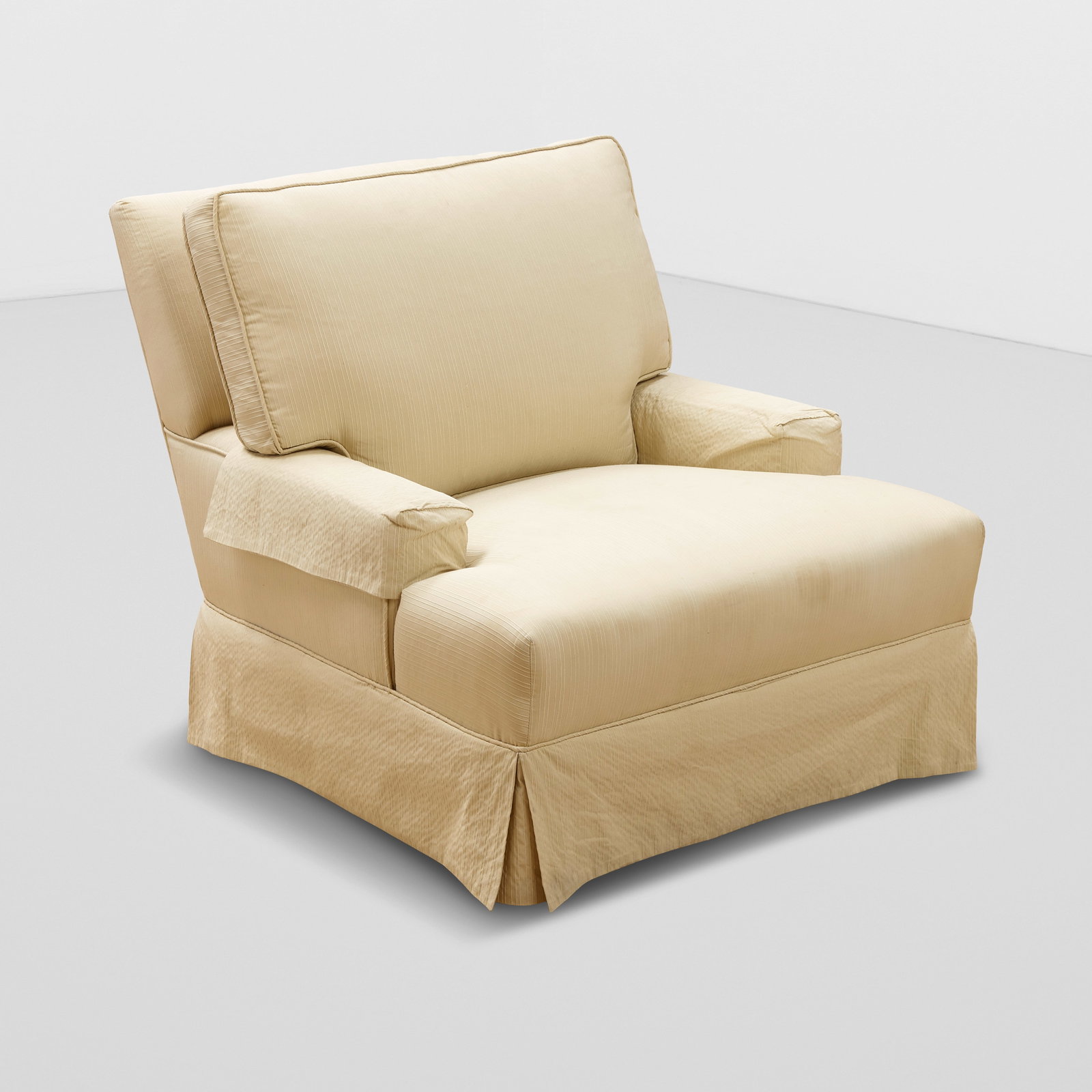WILLIAM HAINES (1900-1973) Lounge Chairebonized wood, upholsteryheight 30 1/4in (76.8cm); width ...: WILLIAM HAINES (1900-1973) Lounge Chair ebonized wood, upholstery height 30 1/4in (76.8cm); width 30 1/2in (77.5cm); depth 33 1/2in (85.1cm) Footnotes: Provenance Billy Haines, Lorna Lane Residence, B
