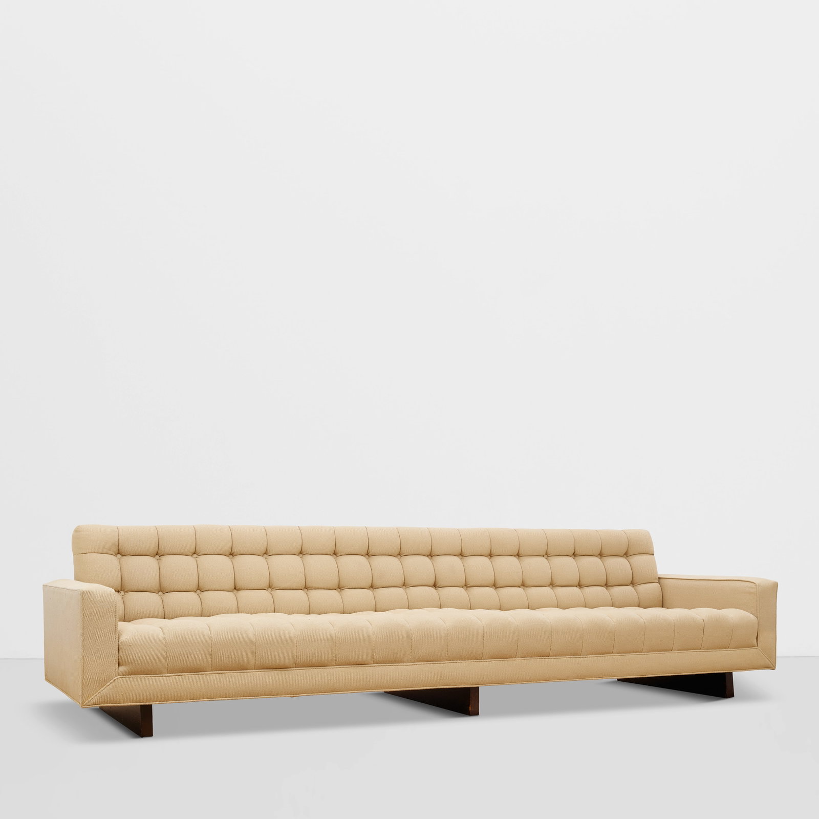 WILLIAM HAINES (1900-1973) Large Tufted Sofafabric upholstery, stained walnutheight 30 1/5in (77... (1 of 1)