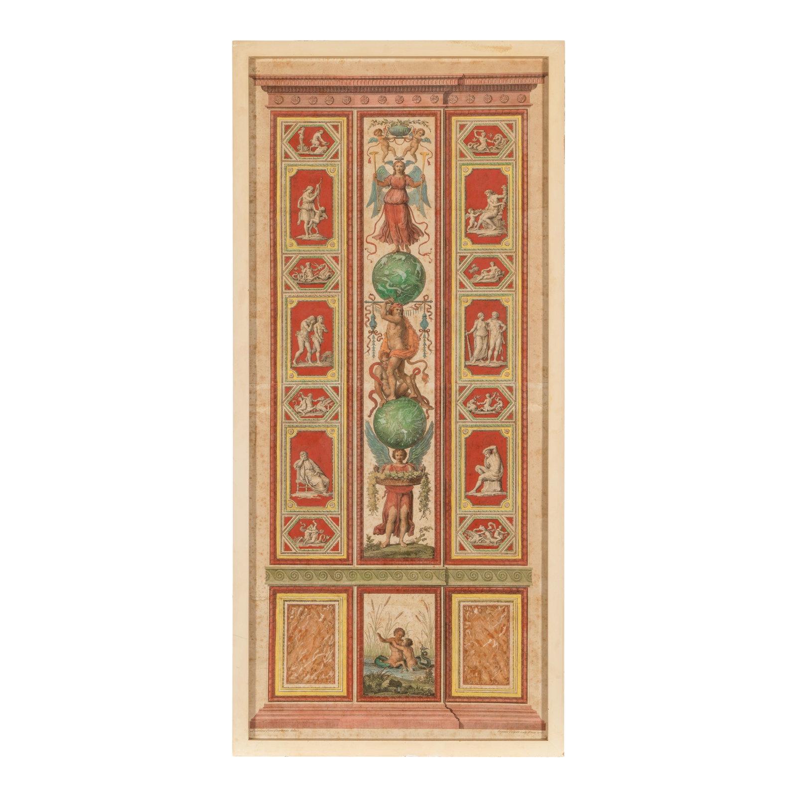 JOHANNES VOLPATO (1733-1803) Untitled (Pilaster Print)engraving with hand-coloring on two sheets... (1 of 1)