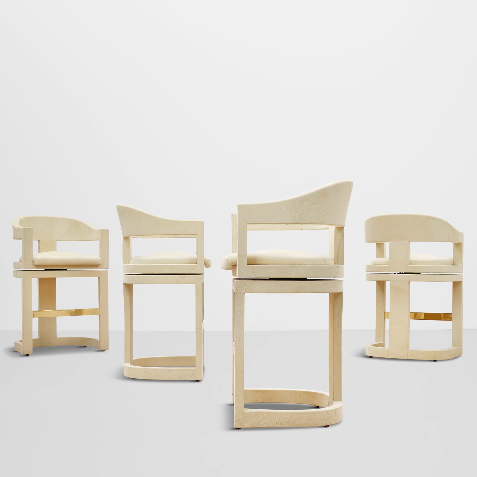 KARL SPRINGER (1931-1991) Set of Four Special Order Swiveling 'Onassis' Barstoolscirca 1980for K... (1 of 1)