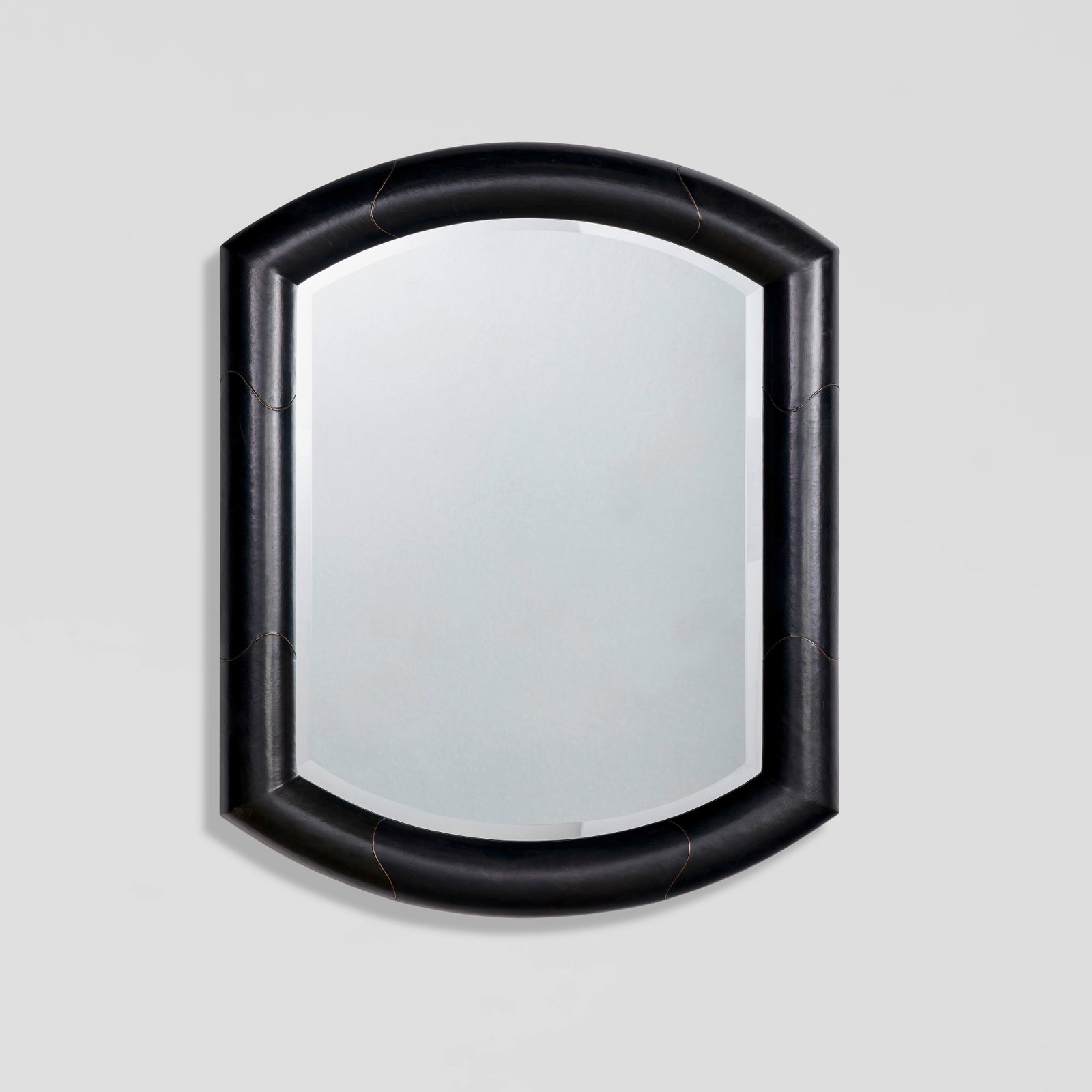 KARL SPRINGER (1931-1991) 'Marmol-Style' Wall Mirror1986for Karl Springer Ltd., leather inlaid w... (1 of 1)