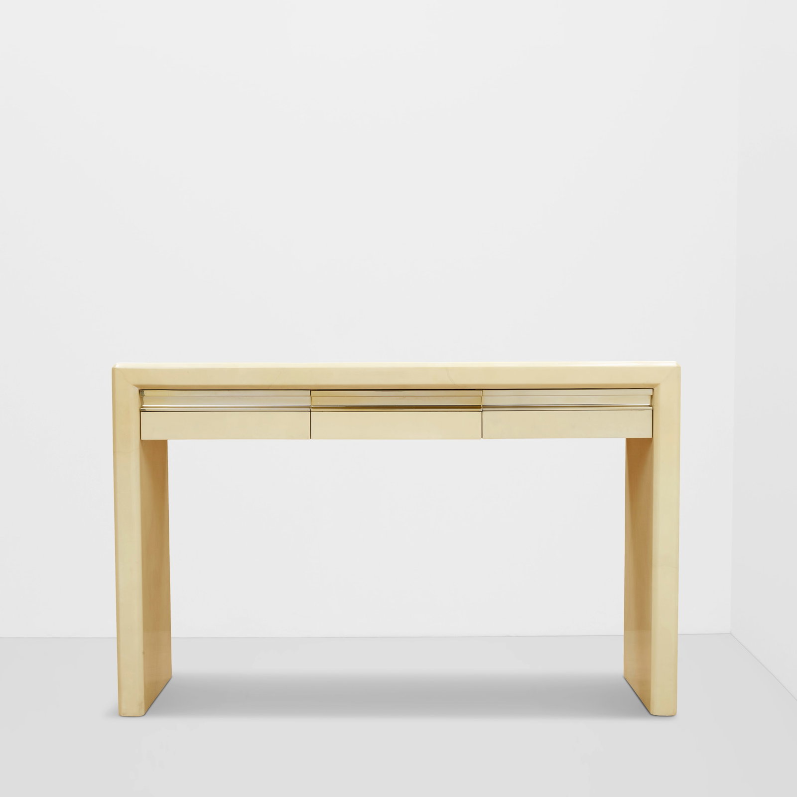 KARL SPRINGER (1931-1991) Console Tablecirca 1980for Karl Springer Ltd., wood, lacquered goatski... (1 of 1)