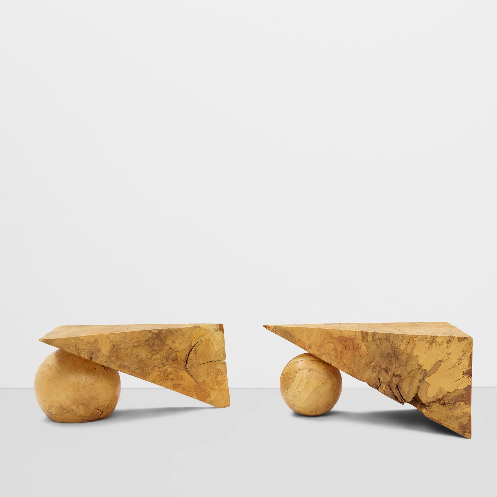 HOWARD WERNER (BORN 1951) Pair of Pyramid and Sphere Side Tables1988spalted mapleheight of the f... (1 of 1)