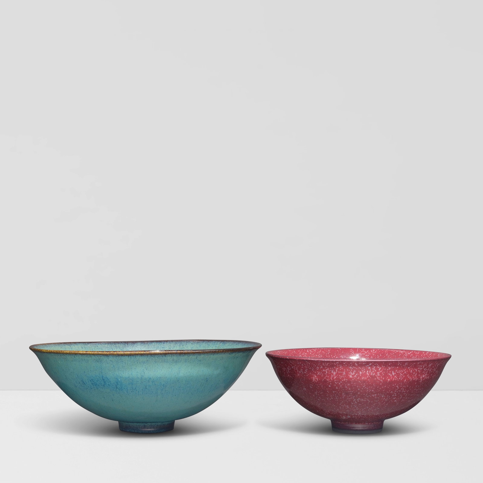 JAMES LOVERA (1920-2015) Two Bowlsglazed porcelain, each incised 'lovera' on undersideheight of ...: JAMES LOVERA (1920-2015) Two Bowls glazed porcelain, each incised 'lovera' on underside height of largest 3in (7.5cm); diameter 8in (20cm) For further information on this lot please visit Bonhams.com