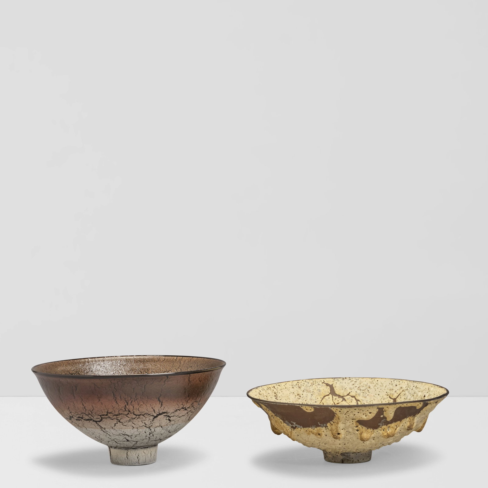 JAMES LOVERA (1920-2015) Two Footed Birch Bowlsvolcanic glazed earthenware, each incised 'lovera... (1 of 1)