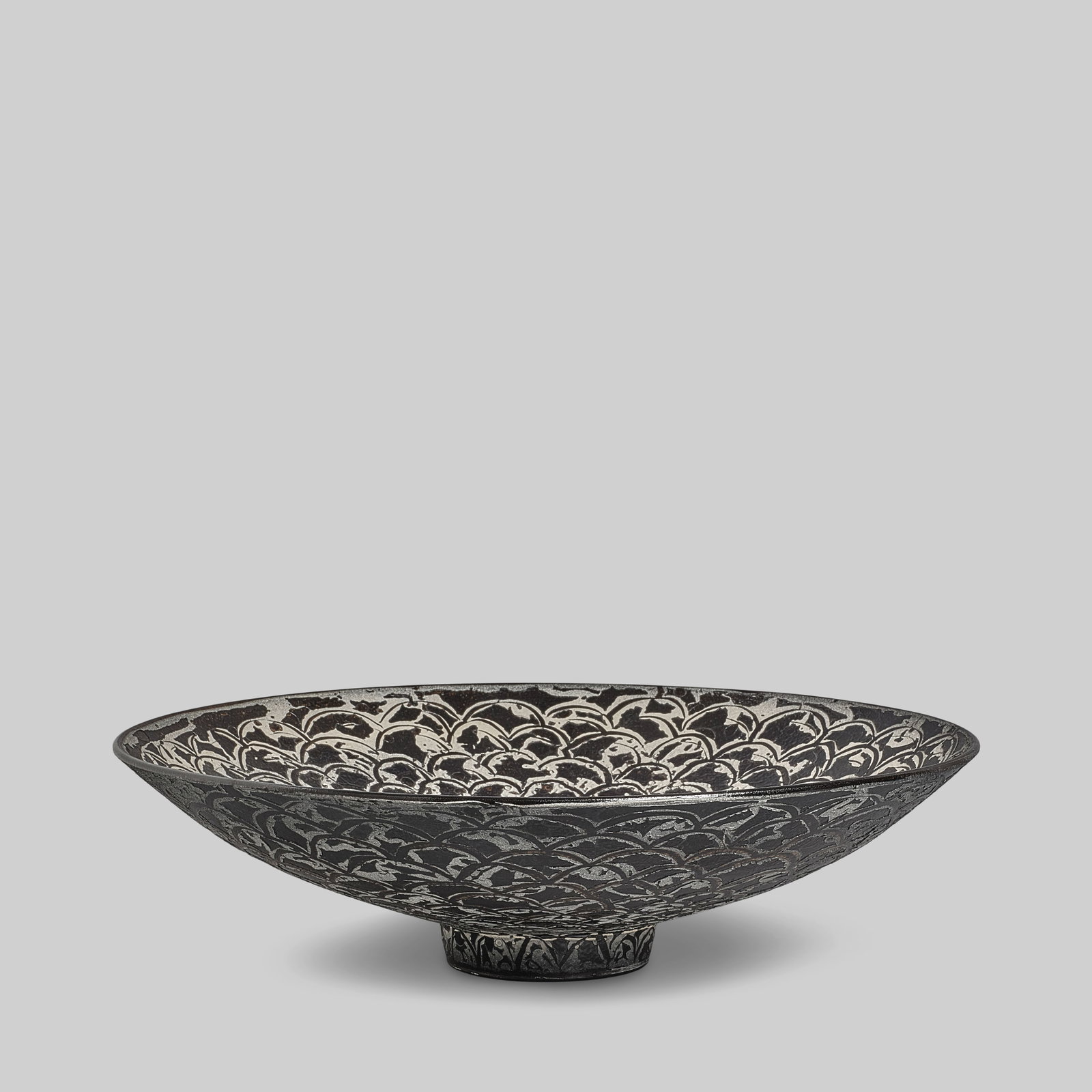 JAMES LOVERA (1920-2015) Large Footed Bowlglazed earthenware with scale decoration, incised 'lov... (1 of 1)