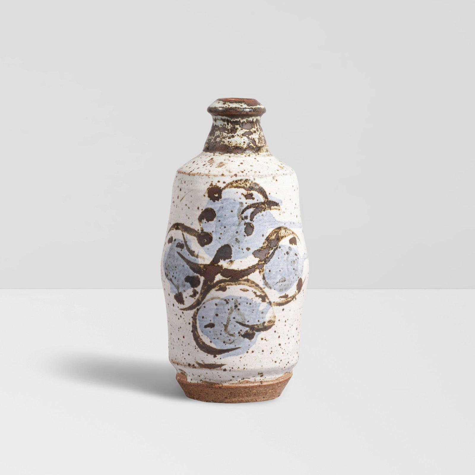 PETER VOULKOS (1924-2002) Decorated Bottle Form1950'sglazed stoneware, inscribed 'Voulkos ABF' ...: PETER VOULKOS (1924-2002) Decorated Bottle Form 1950's glazed stoneware, inscribed 'Voulkos ABF' on underside height 7 3/4in (19.6cm); diameter 3 3/4in (9.5cm) Saleroom notices: Exhibited: Beverly Hil