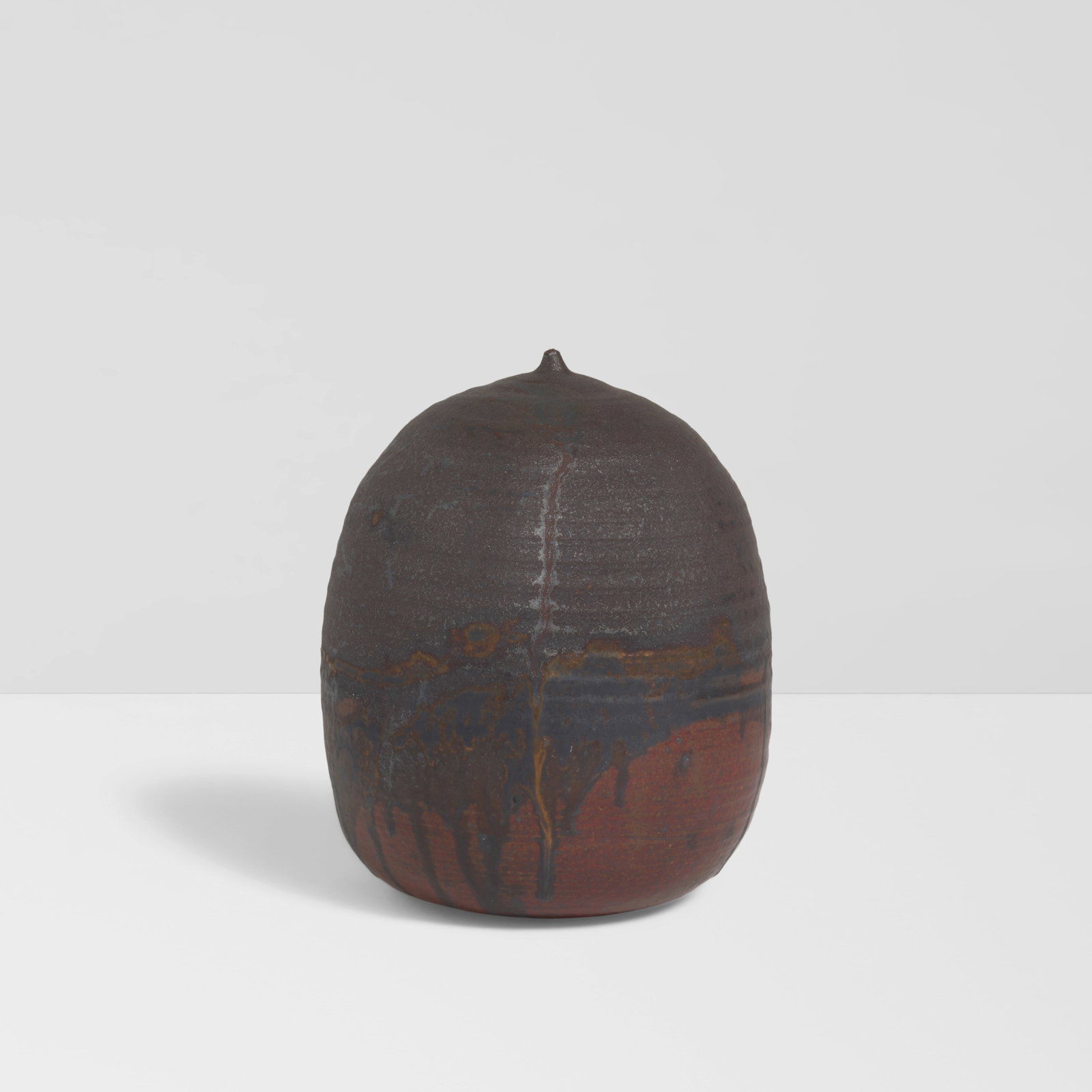 TOSHIKO TAKAEZU (1922-2011) Black Vessel1980smetallic-glazed earthenware with rattle, incised wi... (1 of 1)