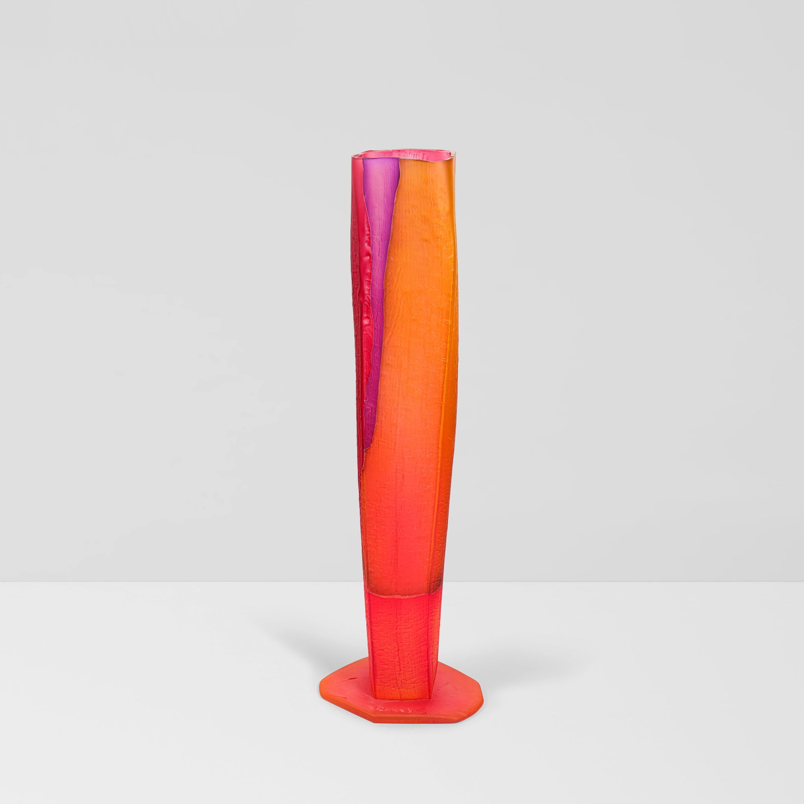 DANNY PERKINS (BORN 1955) Vessel mold-blown, cut, painted and assembled glass, etched 'DANNY 6' ...: DANNY PERKINS (BORN 1955) Vessel mold-blown, cut, painted and assembled glass, etched 'DANNY 6' on base height 48in (122cm); width 14in (36cm); depth 12in (30.5cm) For further information on this lot 