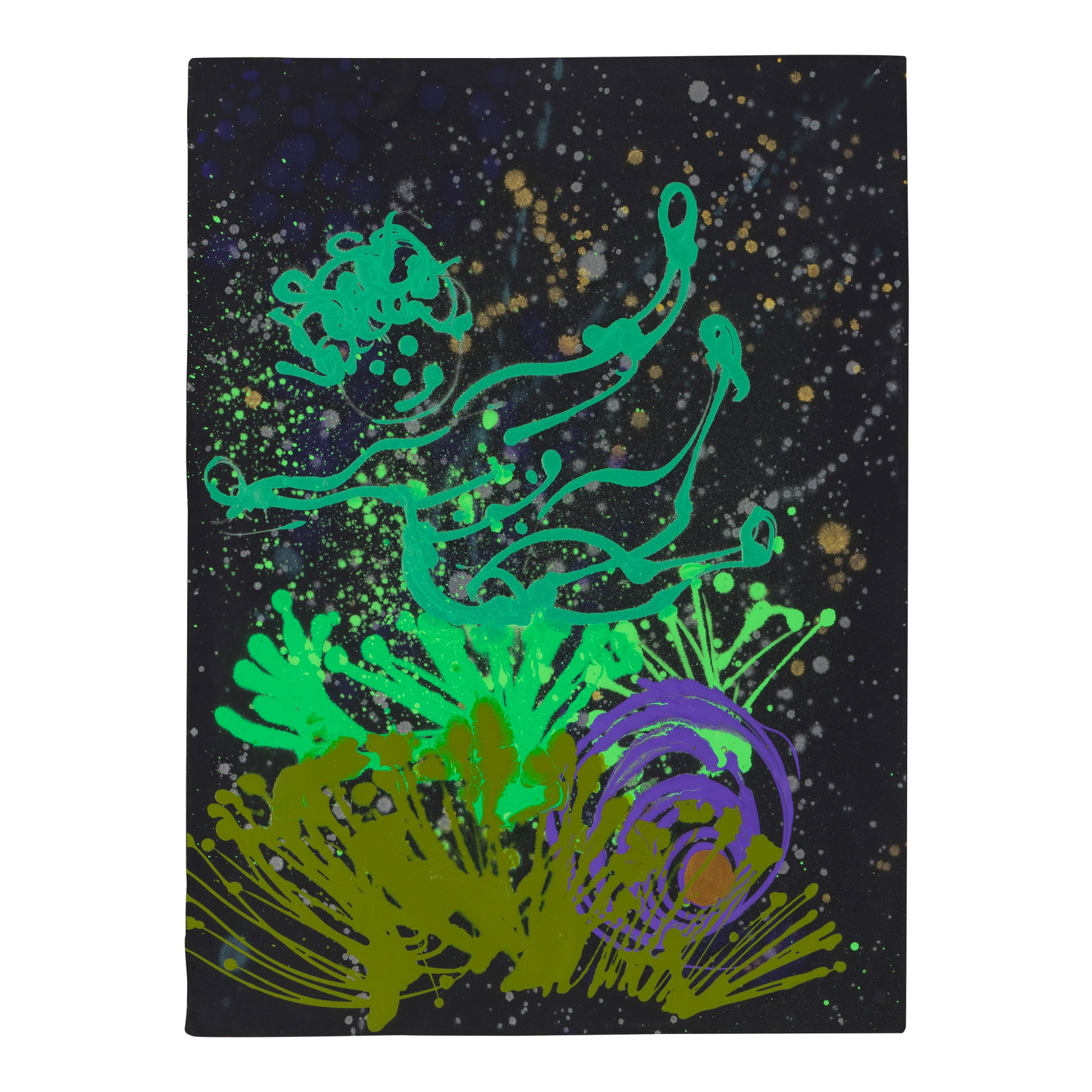 DALE CHIHULY (BORN 1941) Untitled (Green Figure)acrylic on black paper, signed 'Chihuly' lower ... (1 of 1)