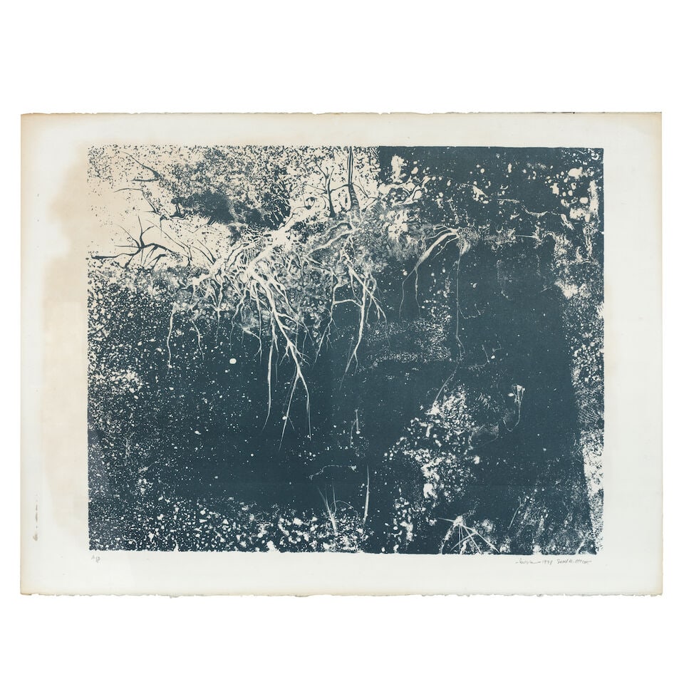 Suad Al Attar (Iraq, born 1942) Untitled: Suad Al Attar (Iraq, born 1942) Untitled lithograph (artist proof), framed signed 'Suad Al Attar' in English and Arabic and dated '1978' (lower right), inscribed 'A/P' (lower left), executed in