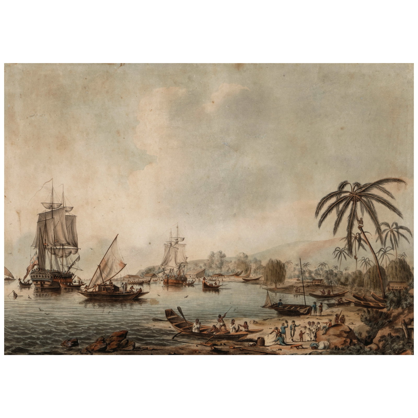 John Cleveley the Younger (British, 1747-1786); Views of the South Seas from Captain Cook's Thir...: John Cleveley the Younger (British, 1747-1786) Views of the South Seas from Captain Cook's Third Voyage, 1787-88 Three aquatints with hand-coloring on wove paper, engraved by Francis Jukes (British, 1