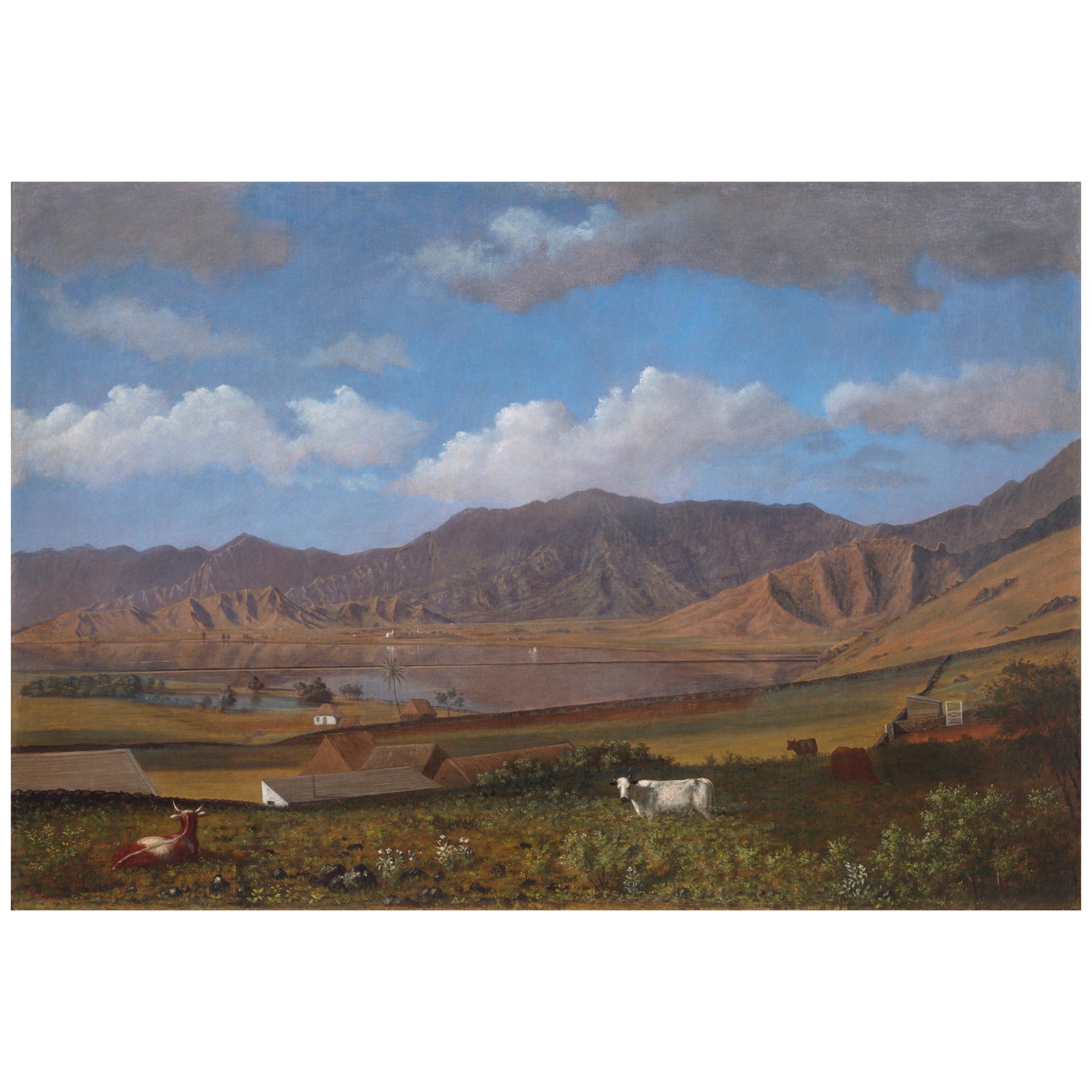 Enoch Wood Perry (1831-1915) Kualoa Ranch, Oʻahu 26 1/2 x 38 1/2 in. (67.3 x 97.8 cm) In a ...: Enoch Wood Perry (1831-1915) Kualoa Ranch, Oʻahu unsigned, titled and dated (on a presentation plaque) oil on canvas 26 1/2 x 38 1/2 in. (67.3 x 97.8 cm) In a Shawn Speck frame. Painted circa 186