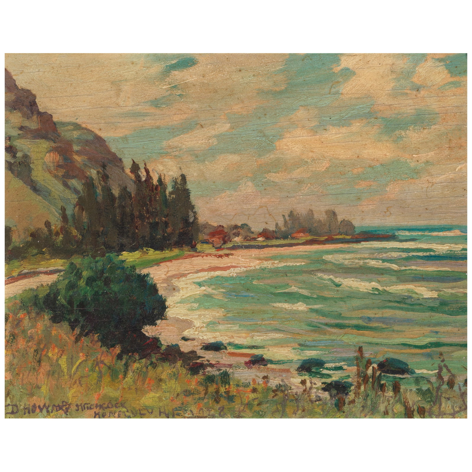 David Howard Hitchcock (1861-1943) Ka'a'awa Beach from Laʻopuki, Windward, Oʻahu 7 1/4... (1 of 1)