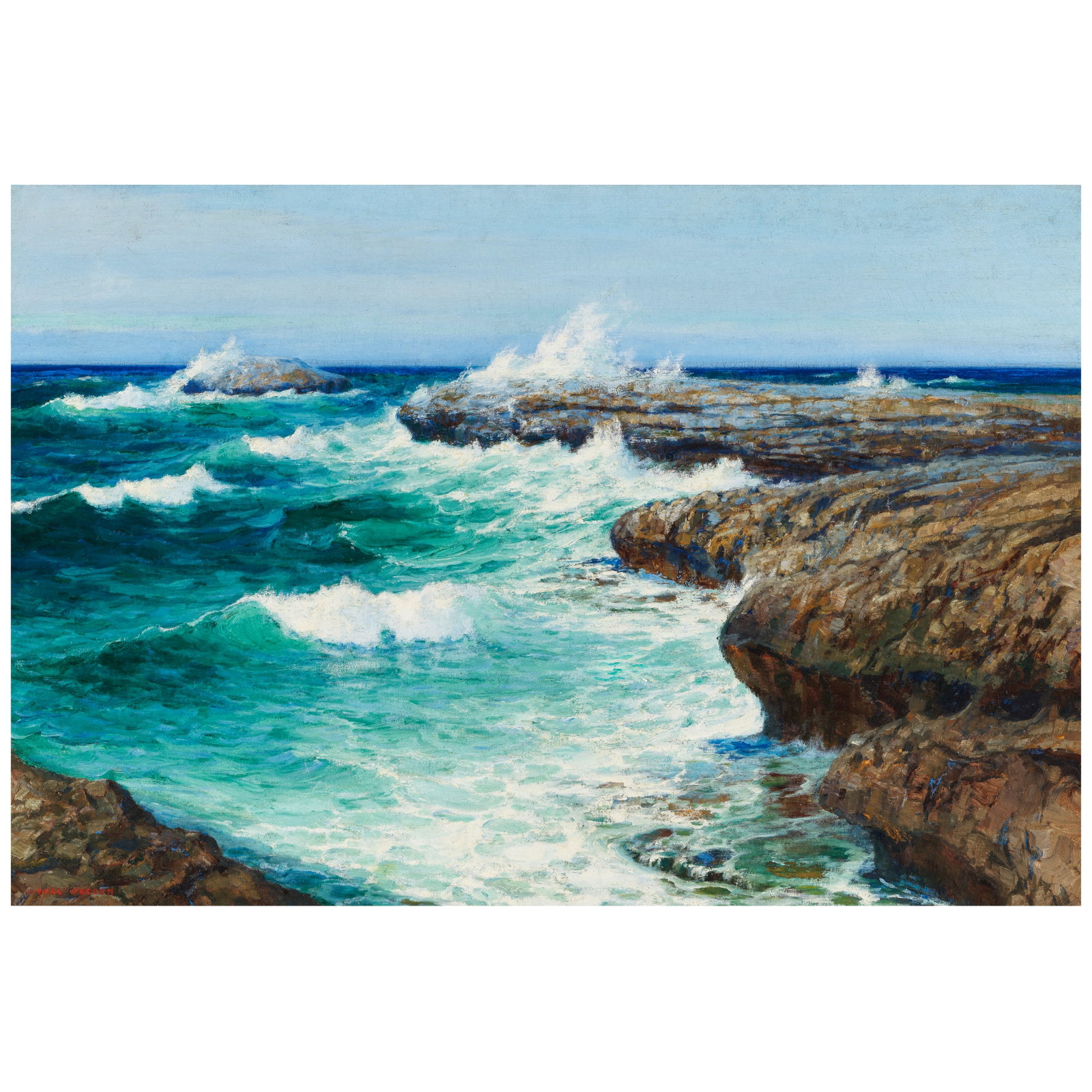 Lionel Walden (1861-1933) View of Lāʻie Point, Oʻahu 32 x 47 in. (Painted circa ...: Lionel Walden (1861-1933) View of Lāʻie Point, Oʻahu signed 'LIONEL WALDEN' (lower left) oil on canvas 32 x 47 in. Painted circa 1931. Footnotes: Provenance The artis