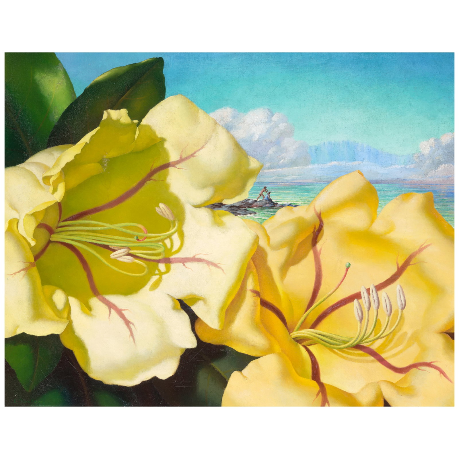 Lloyd Sexton, Jr. (1912-1990) Cup of Gold 24 x 30 in. (Painted in 1946.): Lloyd Sexton, Jr. (1912-1990) Cup of Gold signed 'L. Sexton' (lower left) oil on canvas 24 x 30 in. Painted in 1946. Footnotes: Provenance Volcano House, Hawaiʻi, 1946. Private col