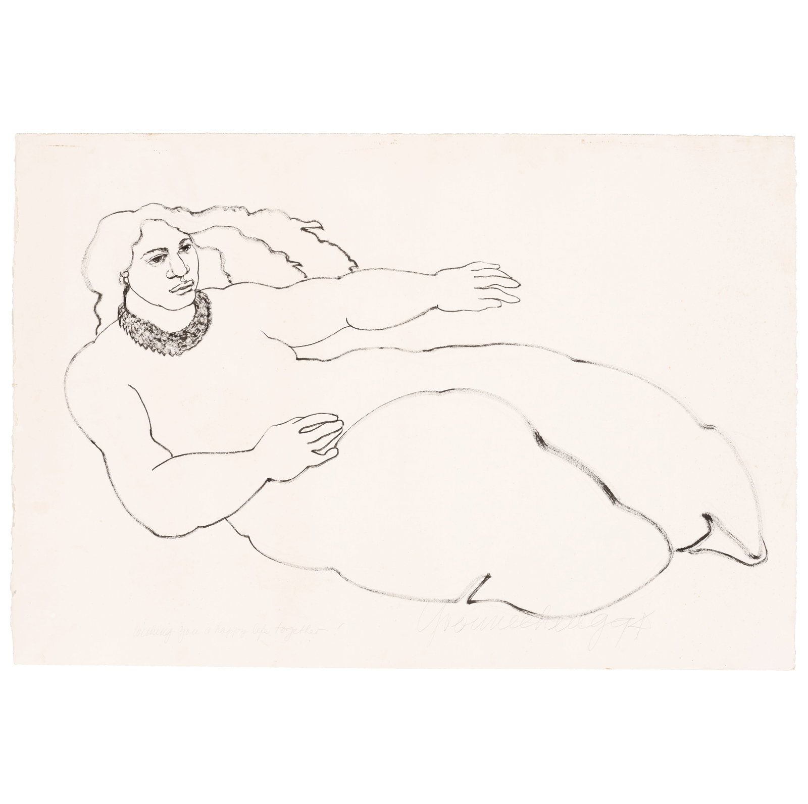 Yvonne Cheng (born 1941) Reclining Female Nude 30 x 44 1/4 in. unframed (Painted in 1994.) (1 of 1)
