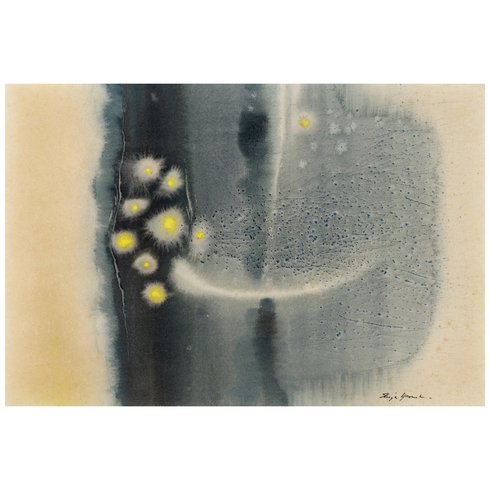 Shige Yamada (1933-2026) Untitled (Abstract) 14 x 20 in.: Shige Yamada (1933-2026) Untitled (Abstract) signed 'Shige Yamada' (lower right) watercolor on paper 14 x 20 in. Footnotes: Provenance Joanne and Howard Hamamoto, Honolulu, Oʻahu. By descent