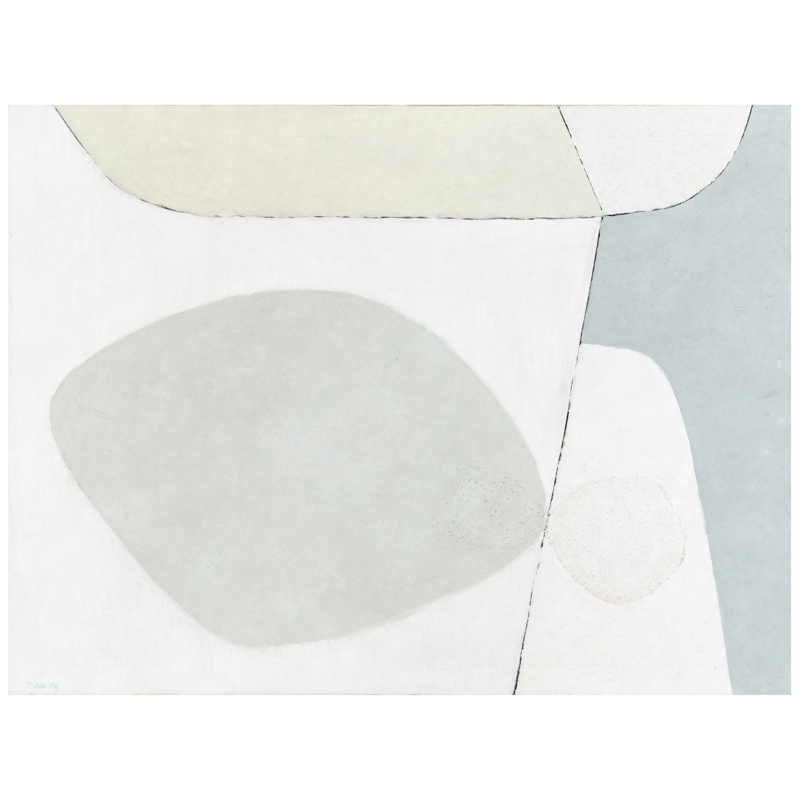 TADASHI SATO (1923-2005) Composition (#172) 30 x 40 in. (Painted in 1952.): TADASHI SATO (1923-2005) Composition (#172) signed and dated 'T. Sato '52' (lower left), signed again, titled, inscribed and dated '#172 Composition Tadashi Sato 410 W. 110th St. N.Y.C. 25, N.Y. 1952'