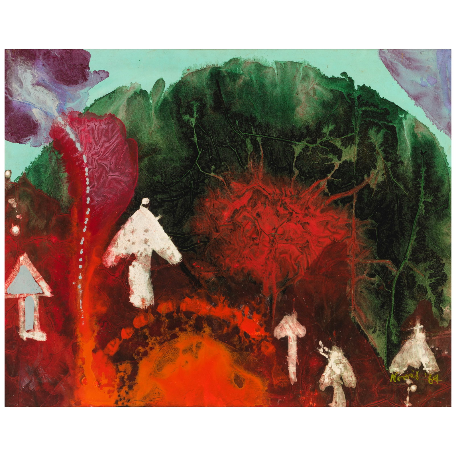 Ben (Robert Benjamin) Norris (1910-2006) Diagram for a Volcano (Housebroken) 24 x 30 in. Painted... (1 of 1)