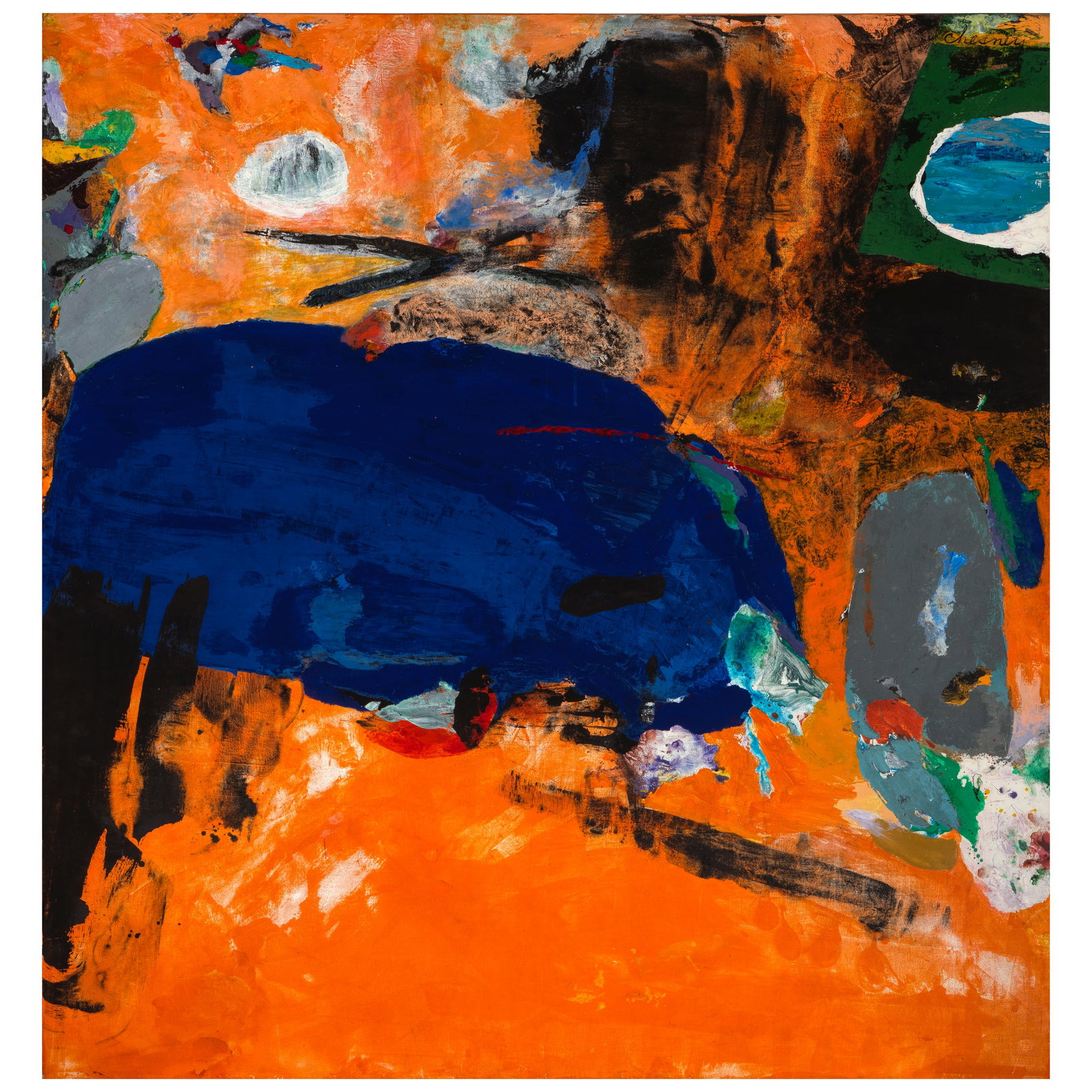 Lee R. Chesney, Jr. (1920-2016) Untitled (Abstract) 66 x 62 1/8 in. (167.6 x 157.8 cm) (Painted ...: Lee R. Chesney, Jr. (1920-2016) Untitled (Abstract) signed 'Chesney' (upper right), signed again and dated 'LEE CHESNEY 1977' (on the turnover edge) oil on canvas 66 x 62 1/8 in. (167.6 x 157.8 cm) Pa