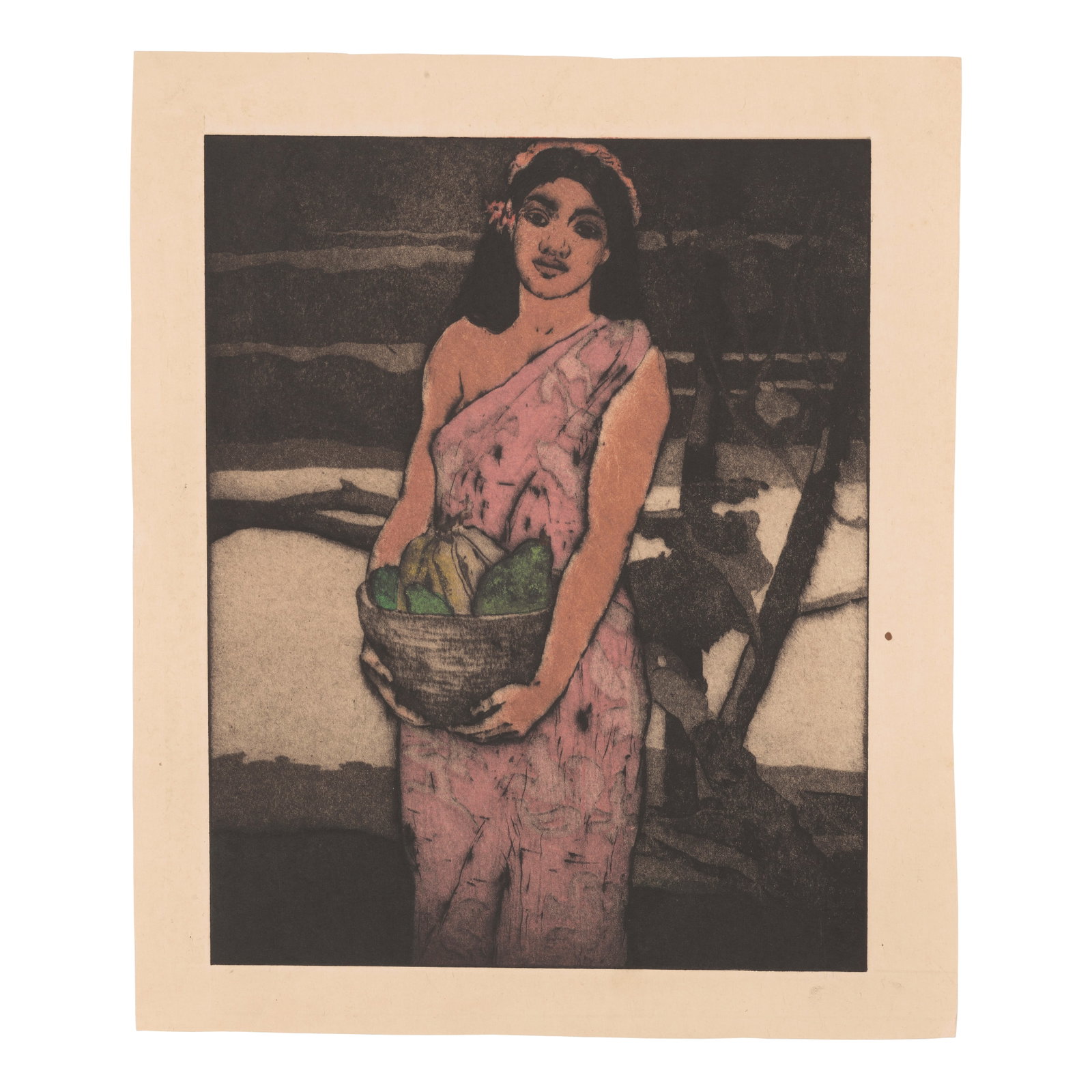 John Melville Kelly (1879-1962); Hawaiʻi;: John Melville Kelly (1879-1962) Hawaiʻi, n.d. Aquatint with etching in colors on wove paper, with margins. plate 10 x 8in (25.4 x 20.3cm) sheet 11 3/4 x 9 7/8in (29.8 x 25.1cm) Footnotes: Pr