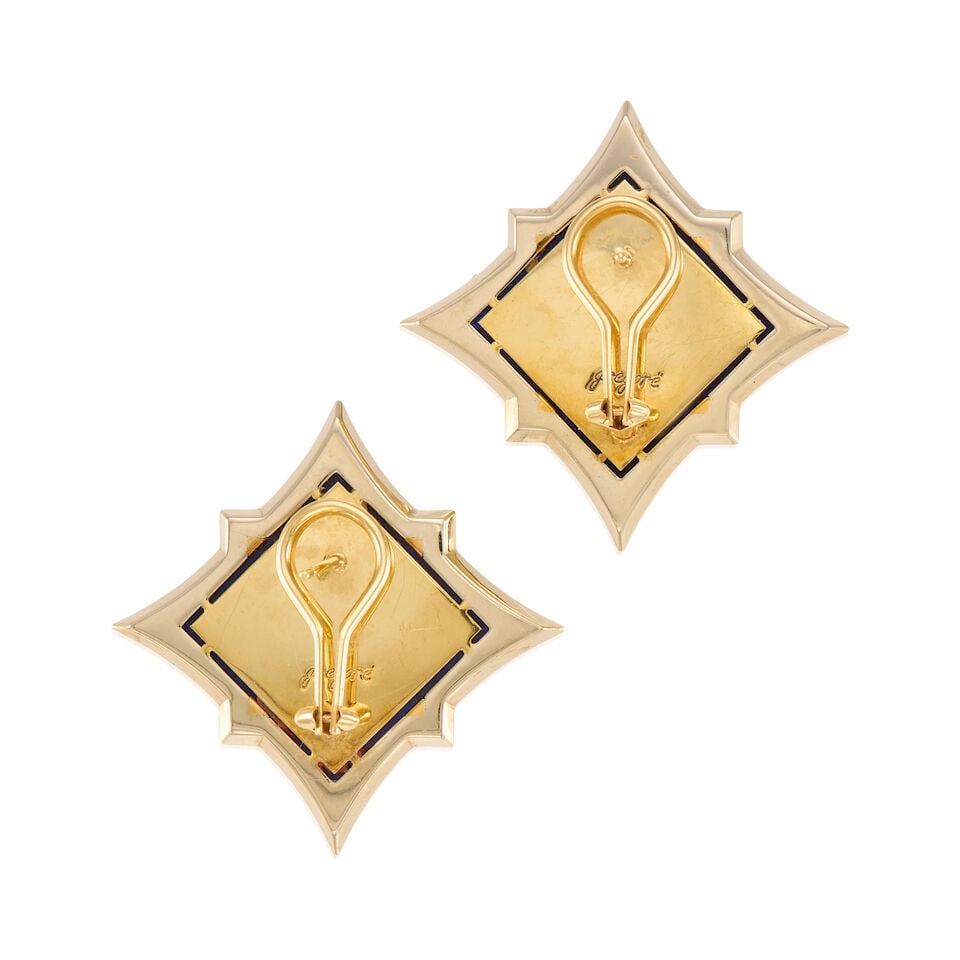 18K YELLOW GOLD, LAPIS LAZULI, AND SAPPHIRE EARRINGS - 2