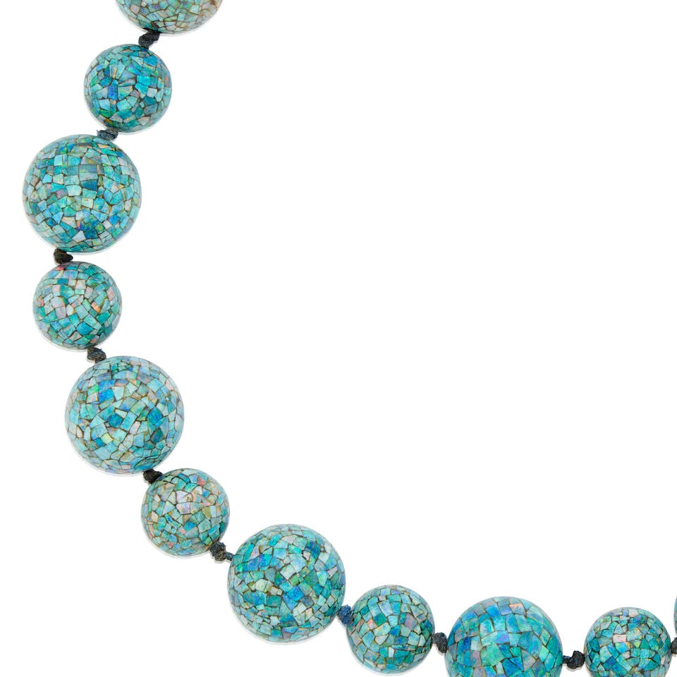 A MOSAIC OPAL BEAD NECKLACE - 2