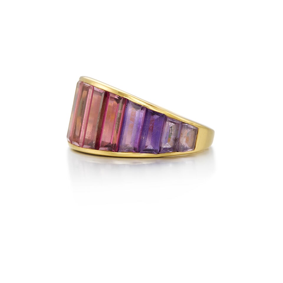 18K YELLOW GOLD AND MULTI-GEM RING - 2