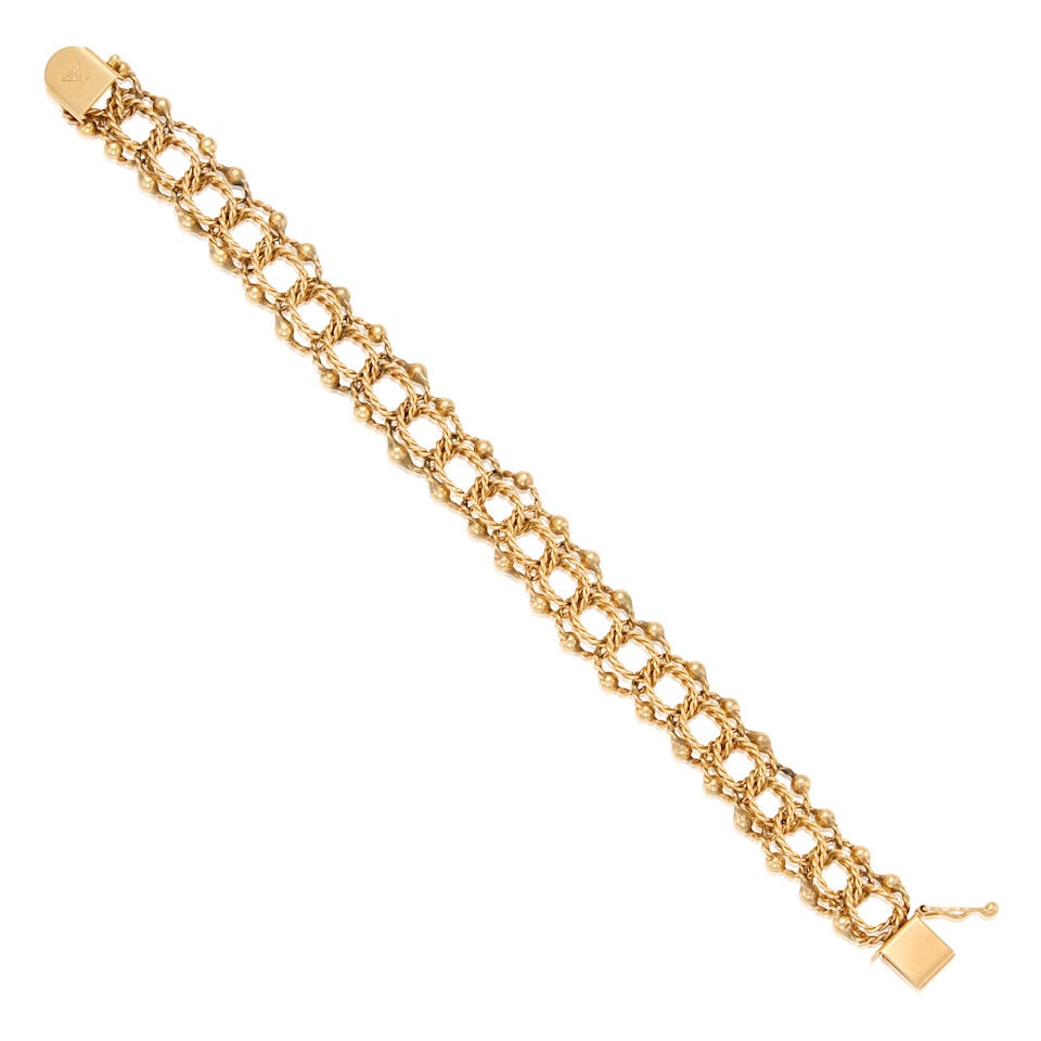 YELLOW GOLD MESH LINK BRACELET - 2