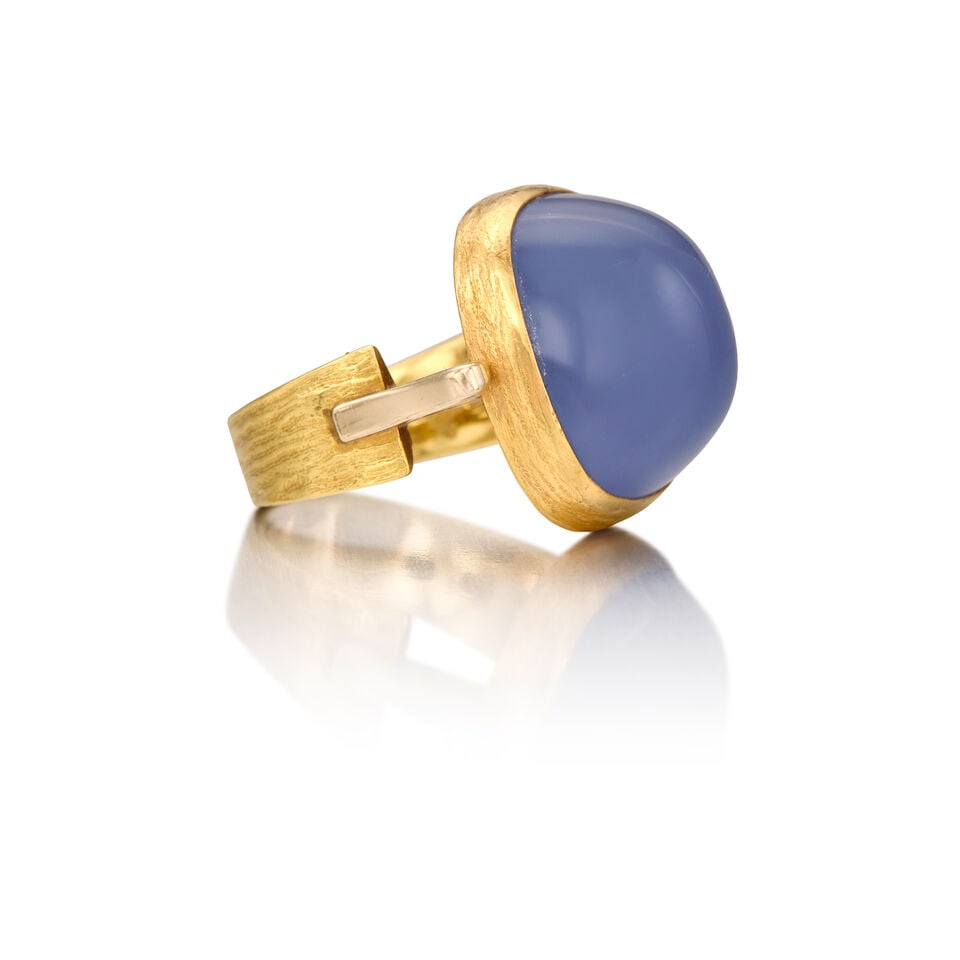 18K BICOLOR GOLD AND CHALCEDONY RING - 2