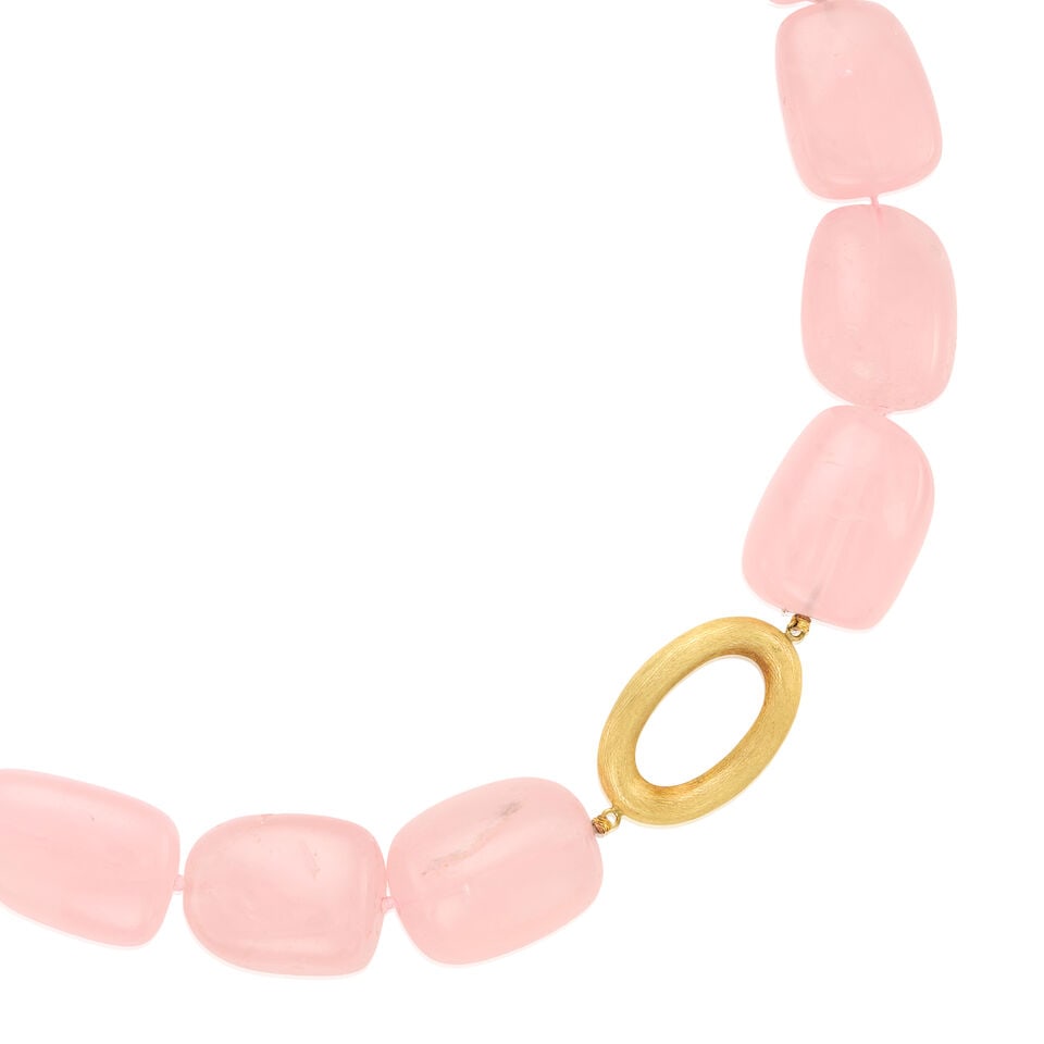 A GOLD AND ROSE QUARTZ NECKLACE - 2