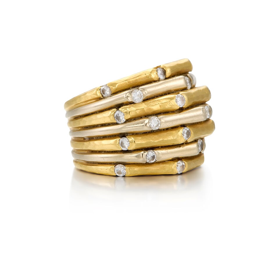 18K BICOLORED GOLD AND DIAMOND RING - 2