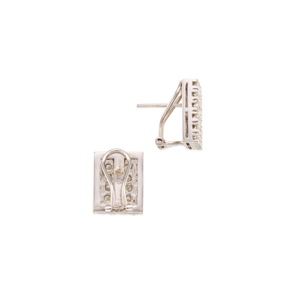 18K WHITE GOLD AND DIAMOND EAR CLIPS - 2