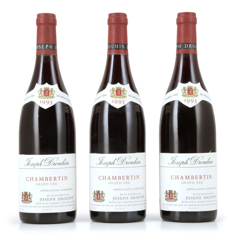 Joseph Drouhin, Chambertin, 1993 (3 x 750ml): Joseph Drouhin, Chambertin, 1993 (3 x 750ml) Region: Côte de Nuits Capsule: slightly worn Label: lightly bin-soiled For further information on this lot please visit Bonhams.com For further inform