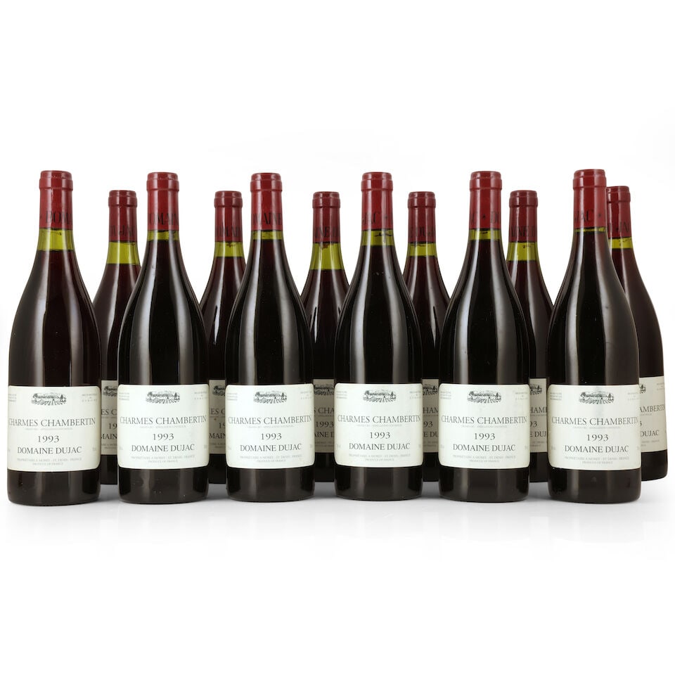 Domaine Dujac, Charmes-Chambertin, 1993 (12 x 750ml): Domaine Dujac, Charmes-Chambertin, 1993 (12 x 750ml) Region: Côte de Nuits Fill Level: 1 x 3cm Capsule: slightly worn Label: lightly damp-affected & marked Packaging: original carton (damp-affect