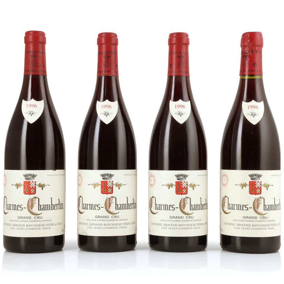Domaine Armand Rousseau, Charmes-Chambertin, 1996 (4 x 750ml): Domaine Armand Rousseau, Charmes-Chambertin, 1996 (4 x 750ml) Region: Côte de Nuits Capsule: slightly worn - 1 creased & loose Label: lightly bin-soiled - 1 marked, 1 nicked For further informati