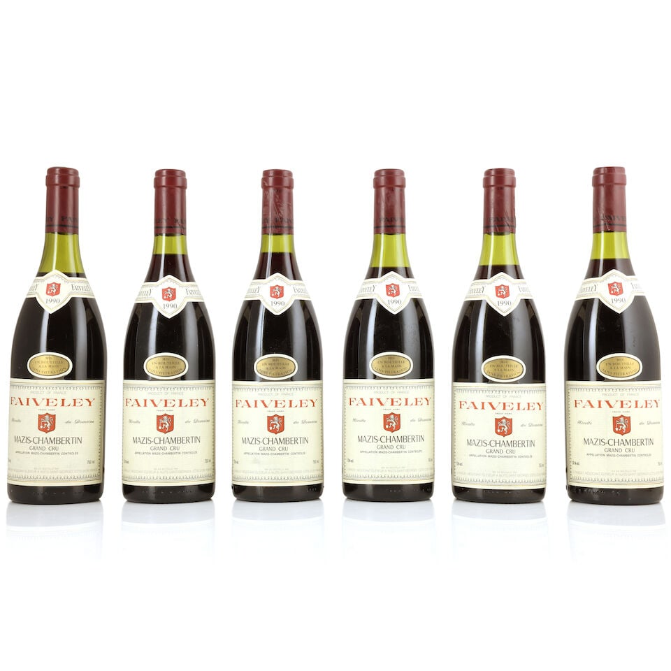Domaine Faiveley, Mazis-Chambertin, 1990 (6 x 750ml): Domaine Faiveley, Mazis-Chambertin, 1990 (6 x 750ml) Region: Côte de Nuits Fill Level: 1 x 3.5cms Capsule: 2 lightly corroded Label: lightly damp-affected Packaging: original wooden case For furt