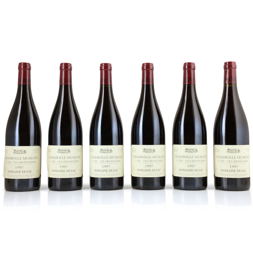 Domaine Dujac, Chambolle-Musigny 1er Cru Les Gruenchers, 1997 (6 x 750ml): Domaine Dujac, Chambolle-Musigny 1er Cru Les Gruenchers, 1997 (6 x 750ml) Region: Côte de Nuits Label: 2 slightly peeling labels For further information on this lot please visit Bonhams.com For f